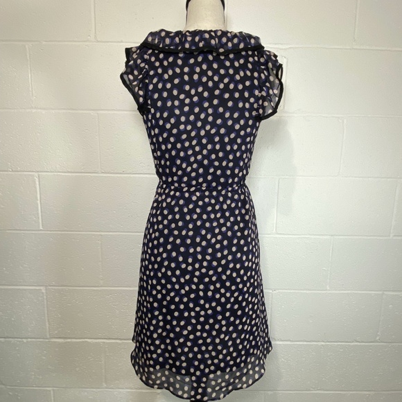 H&M Navy Black and White Dot Dress Flutter Sleeves - Picture 6 of 12